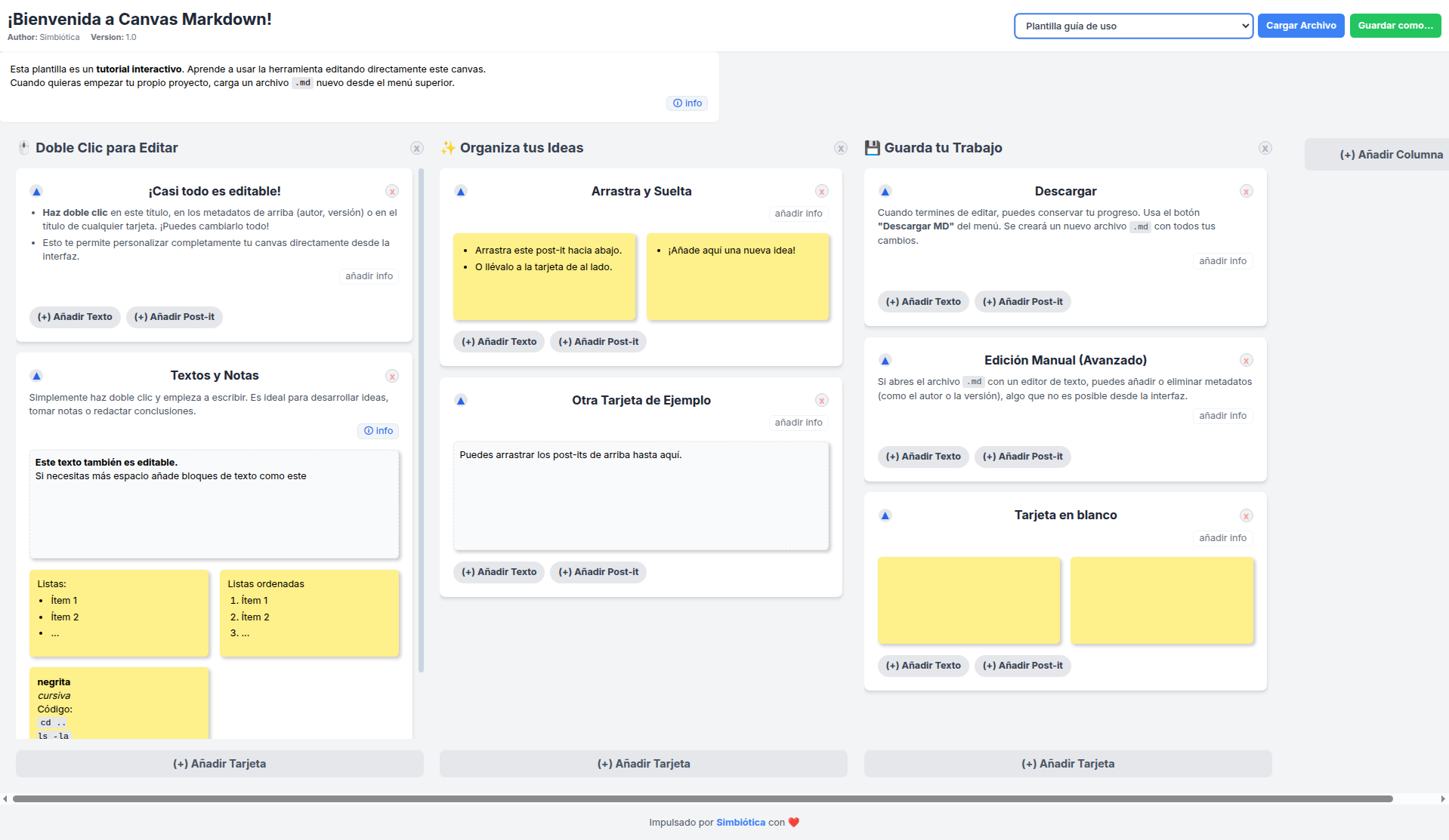 Guía de uso de Canvas Markdown